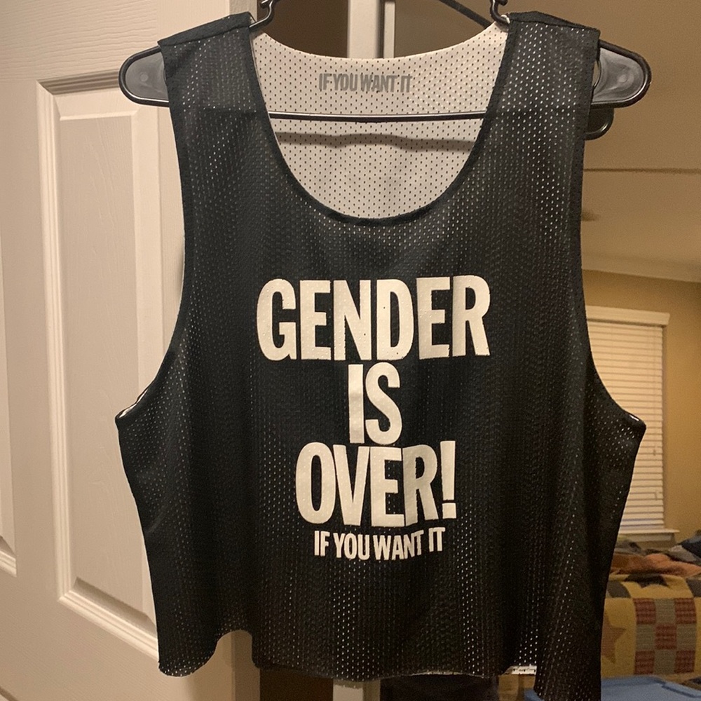 Black / White mesh tank Gender Is Over XL
